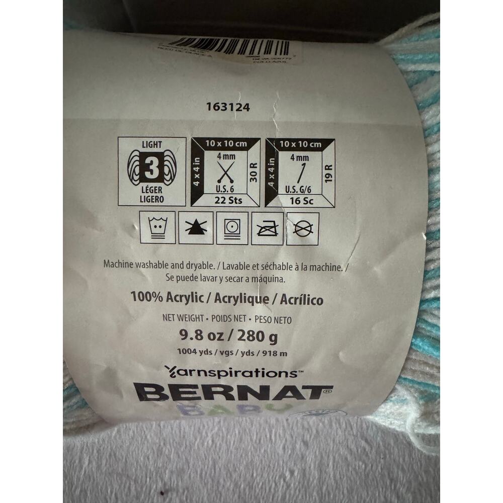 Bernat Baby Sport Popsicle Blue Ombre Yarn 9.8 oz 1004 Yards 100% Acrylic, New - Picture 2 of 4